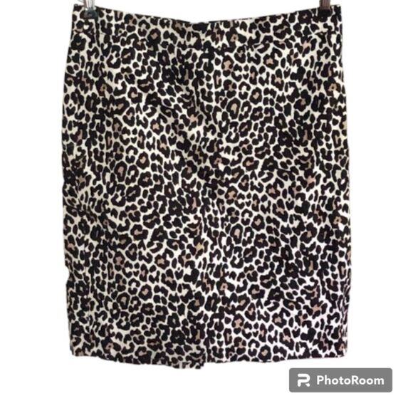 J. CREW The Pencil Skirt 100% Cotton Animal Print Leopard Lined Women's Size 6 - Picture 1 of 7